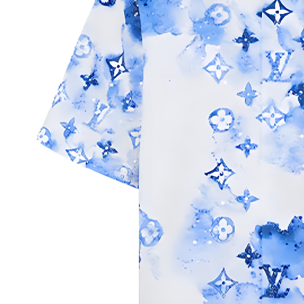 LOUIS VUITTON SS21 Blue Ink Print Short Sleeve Shirt 1A8R0M 圖 5
