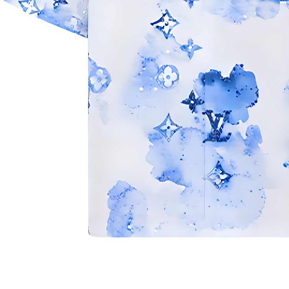 LOUIS VUITTON SS21 Blue Ink Print Short Sleeve Shirt 1A8R0M 圖 7