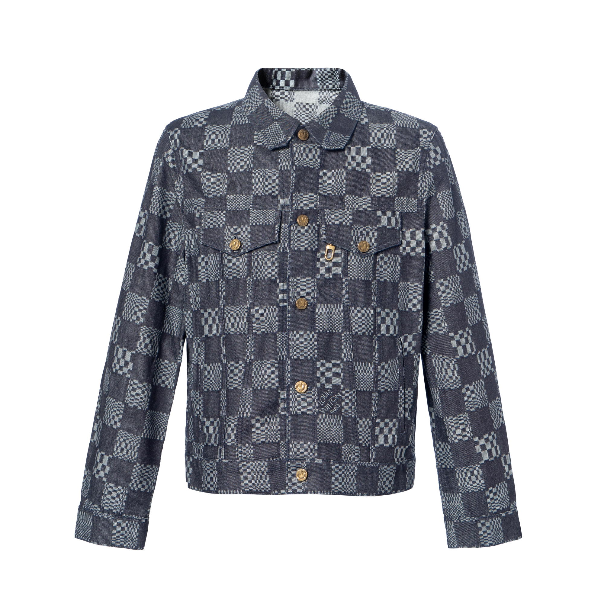 LOUIS VUITTON SS21 Checkerboard Denim Long Sleeve Jacket Black Menswear 1A8WBL
