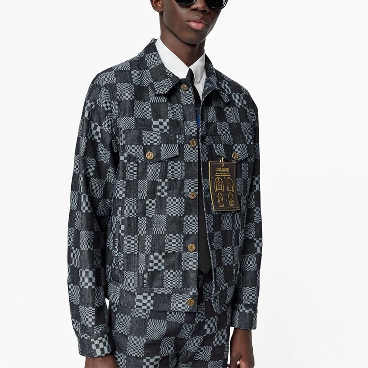 LOUIS VUITTON SS21 Checkerboard Denim Long Sleeve Jacket Black Menswear 1A8WBL 圖 4