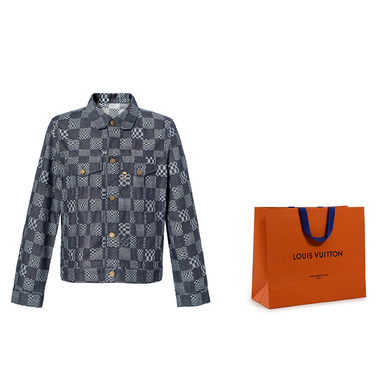 LOUIS VUITTON SS21 Checkerboard Denim Long Sleeve Jacket Black Menswear 1A8WBL 圖 8