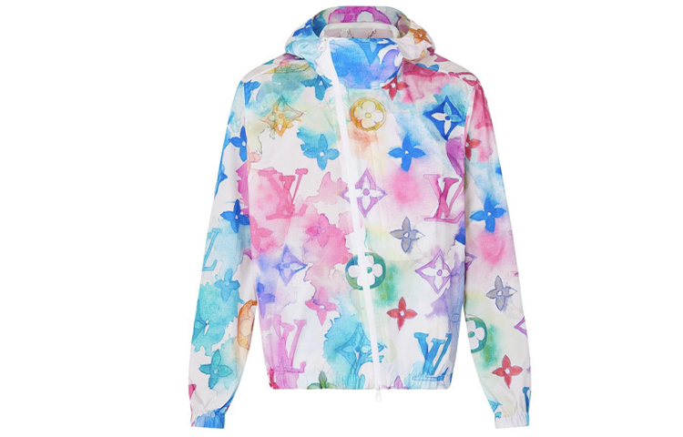 LOUIS VUITTON SS21 Classic Ink Print Windbreaker Jacket Multicolor Men 1A8QZ4