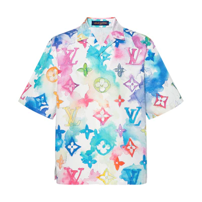LOUIS VUITTON SS21 Ink Logo Print Classic Short Sleeve Shirt Floral 1A8QX8