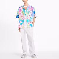 Lookbook ルイ・ヴィトン SS21 インクロゴプリント クラシック半袖シャツ フローラル 1A8QX8