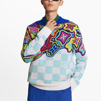 LOUIS VUITTON SS21 Suéter Multicolor con Logo y Cuello Tejido Por Completo 1A8P4K Shop LOUIS VUITTON SS21 Suéter Multicolor con Logo y Cuello Tejido Por Completo 1A8P4K