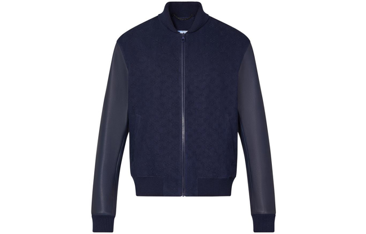 Louis Vuitton SS21 Printed Solid Color Zip Jacket Navy - Long Sleeve 1A8R1T