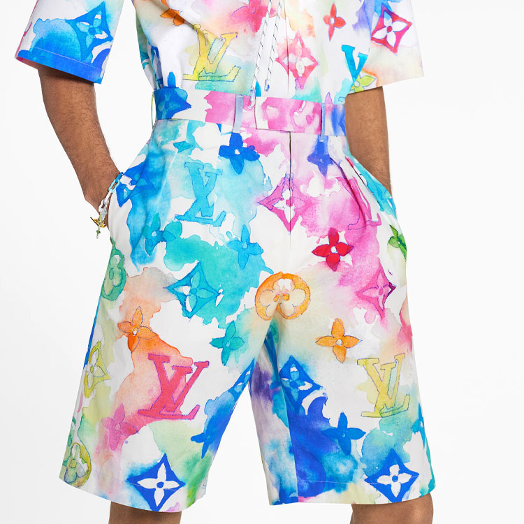Purchase 루이비통 SS21 타이다이 로고 프린트 캐주얼 쇼츠 멀티컬러 남성용. 1A8QZD