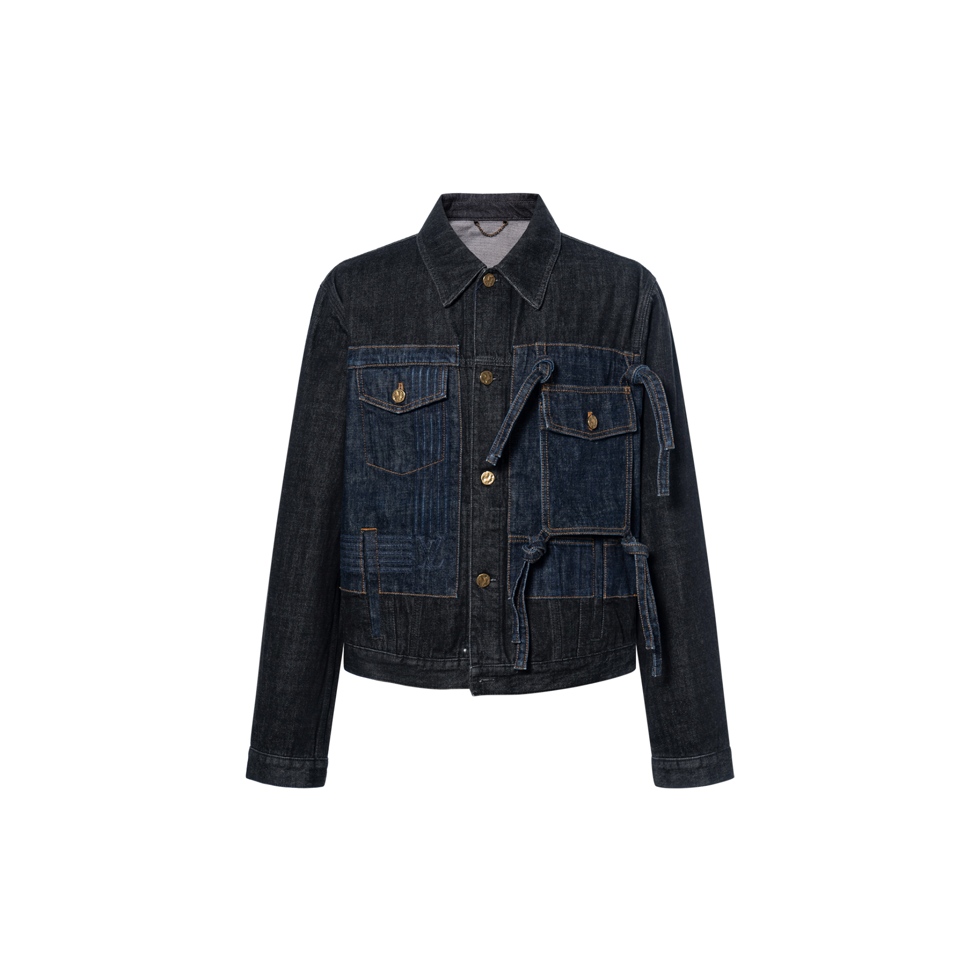 LOUIS VUITTON SS22  Black Colorblock Bow Denim Jacket 1AA4NT