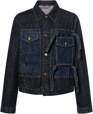 路易威登 SS22 黑色拼接蝴蝶结牛仔夹克 1AA4NT Buy 路易威登 SS22 黑色拼接蝴蝶结牛仔夹克 1AA4NT