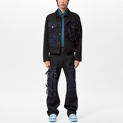 路易威登 SS22 黑色拼接蝴蝶结牛仔夹克 1AA4NT Lookbook 路易威登 SS22 黑色拼接蝴蝶结牛仔夹克 1AA4NT