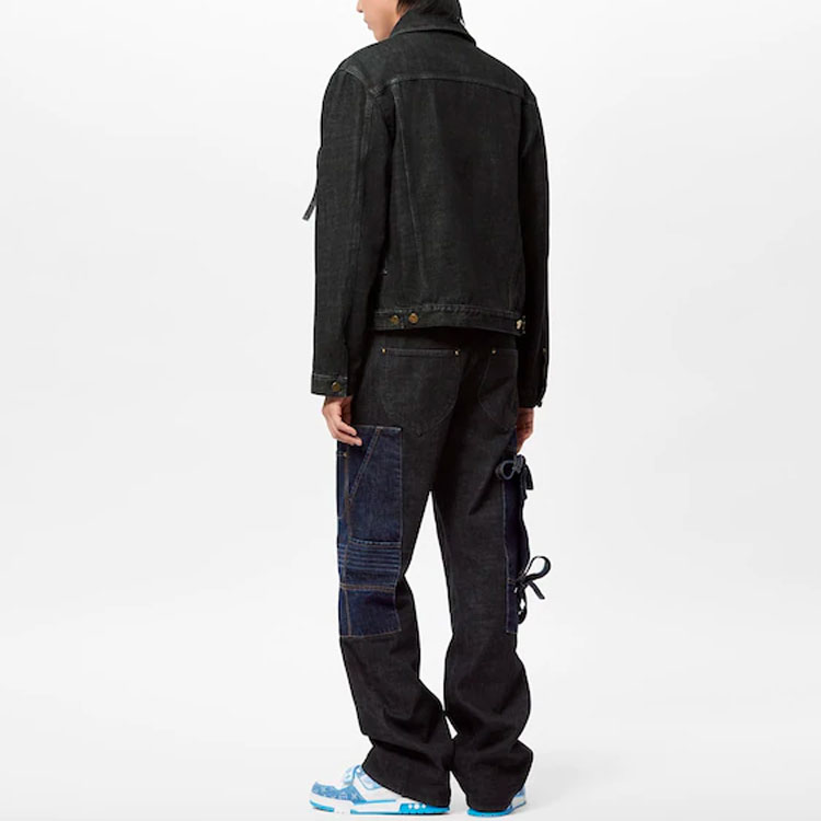 Shop 路易威登 SS22 黑色拼接蝴蝶结牛仔夹克 1AA4NT