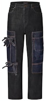 LOUIS VUITTON SS22 Black Distressed Bowknot Denim Jeans. 1AA4NL LOUIS VUITTON SS22 Black Distressed Bowknot Denim Jeans. 1AA4NL