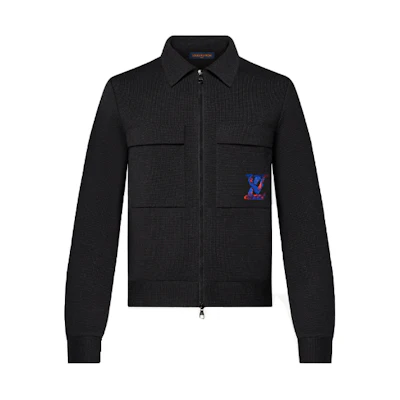 Louis Vuitton SS22 Black Embroidered Logo Zip-Up Jacket 1A9GJ4