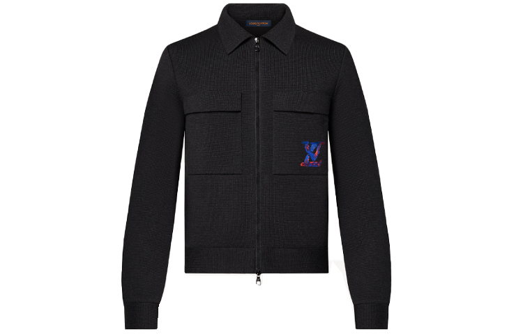 Order Louis Vuitton SS22  Black Embroidered Logo Zip-Up Jacket 1A9GJ4