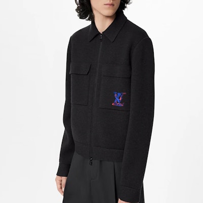 Louis Vuitton SS22 Black Embroidered Logo Zip-Up Jacket 1A9GJ4 Shop Louis Vuitton SS22 Black Embroidered Logo Zip-Up Jacket 1A9GJ4