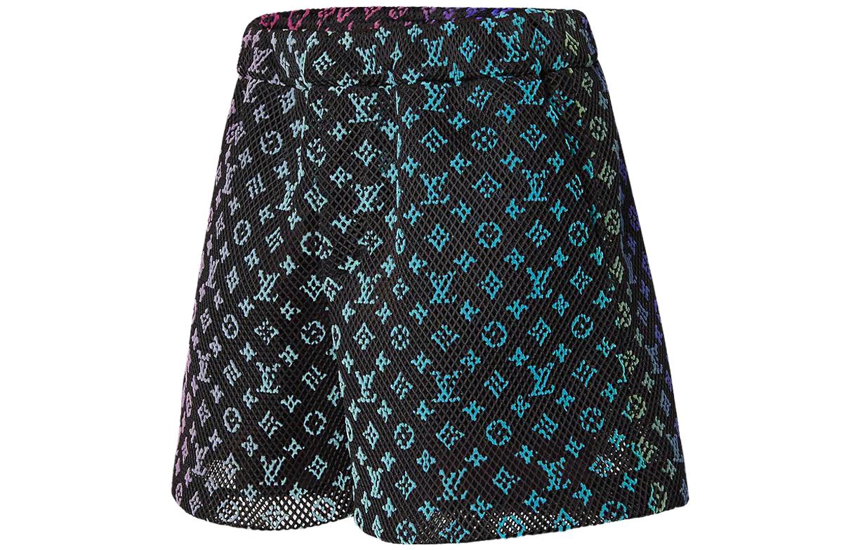Shop LOUIS VUITTON SS22 Celana Pendek Hitam Print Logo Kasual. 1A9V7V