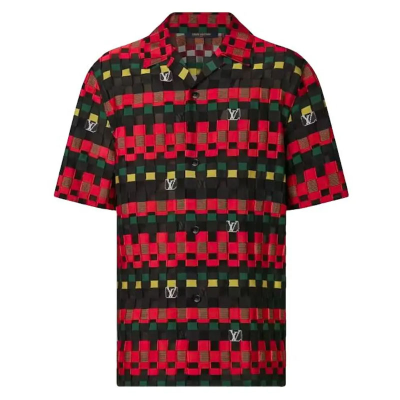 LOUIS VUITTON SS22  Checkered Square Collar Short Sleeve Shirt Multicolor 1A9TBA
