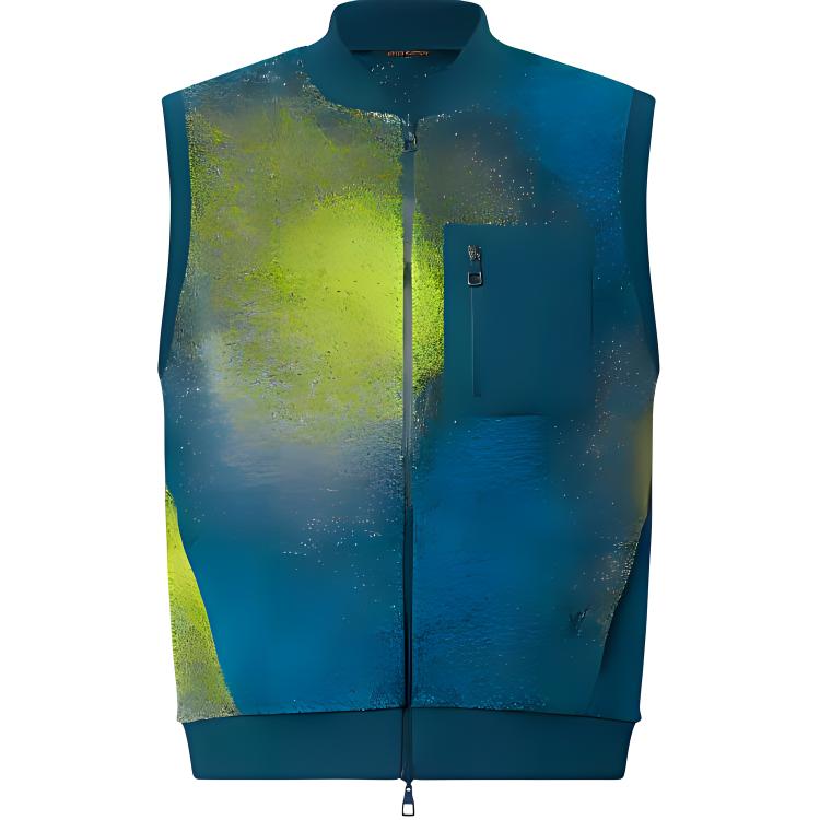 LOUIS VUITTON SS22  Embroidered Zip Pocket Vest Blue 1AA4RV