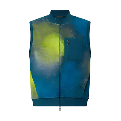 LOUIS VUITTON SS22 Embroidered Zip Pocket Vest Blue 1AA4RV
