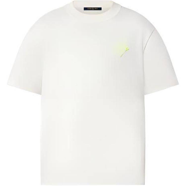 LOUIS VUITTON SS22  White Letter Embroidered Crewneck Tee Shirt. 1AA80H