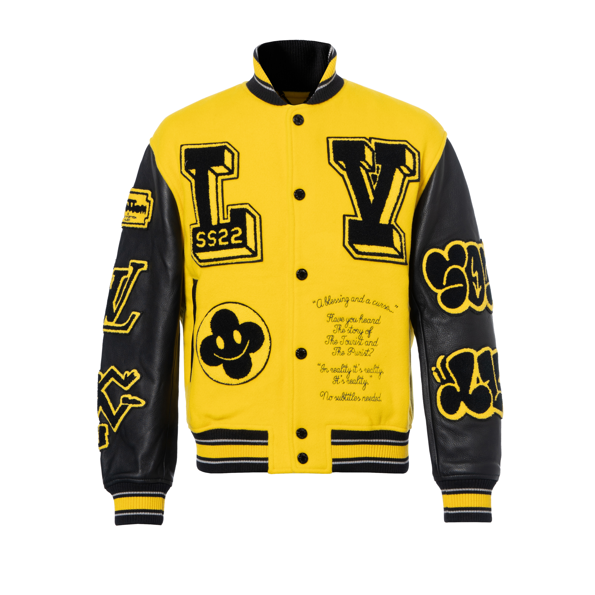 Louis Vuitton SS22  Yellow Embroidered Logo Baseball Jacket. 1A9UIU