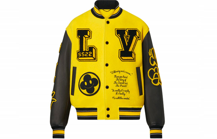 Order Louis Vuitton SS22 Jaket Baseball Kuning Bordir Logo. 1A9UIU