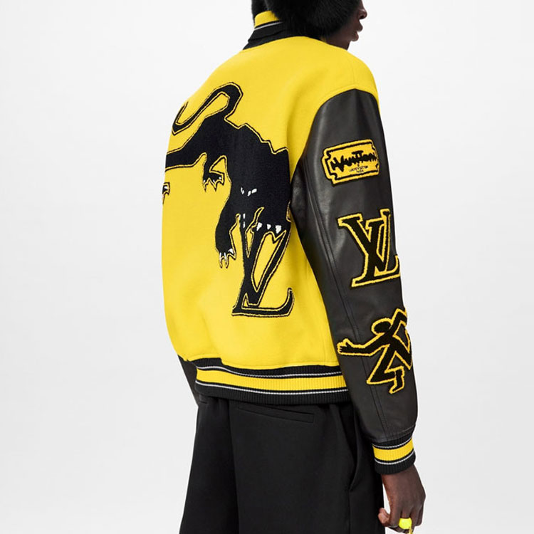 Purchase Louis Vuitton SS22 Jaket Baseball Kuning Bordir Logo. 1A9UIU