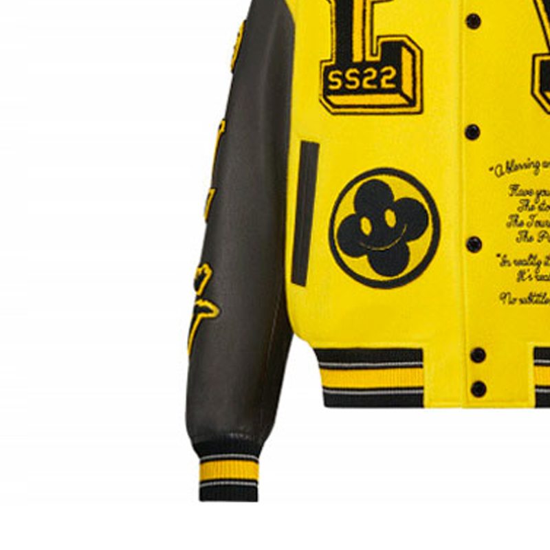 Details for Louis Vuitton SS22 Jaket Baseball Kuning Bordir Logo. 1A9UIU