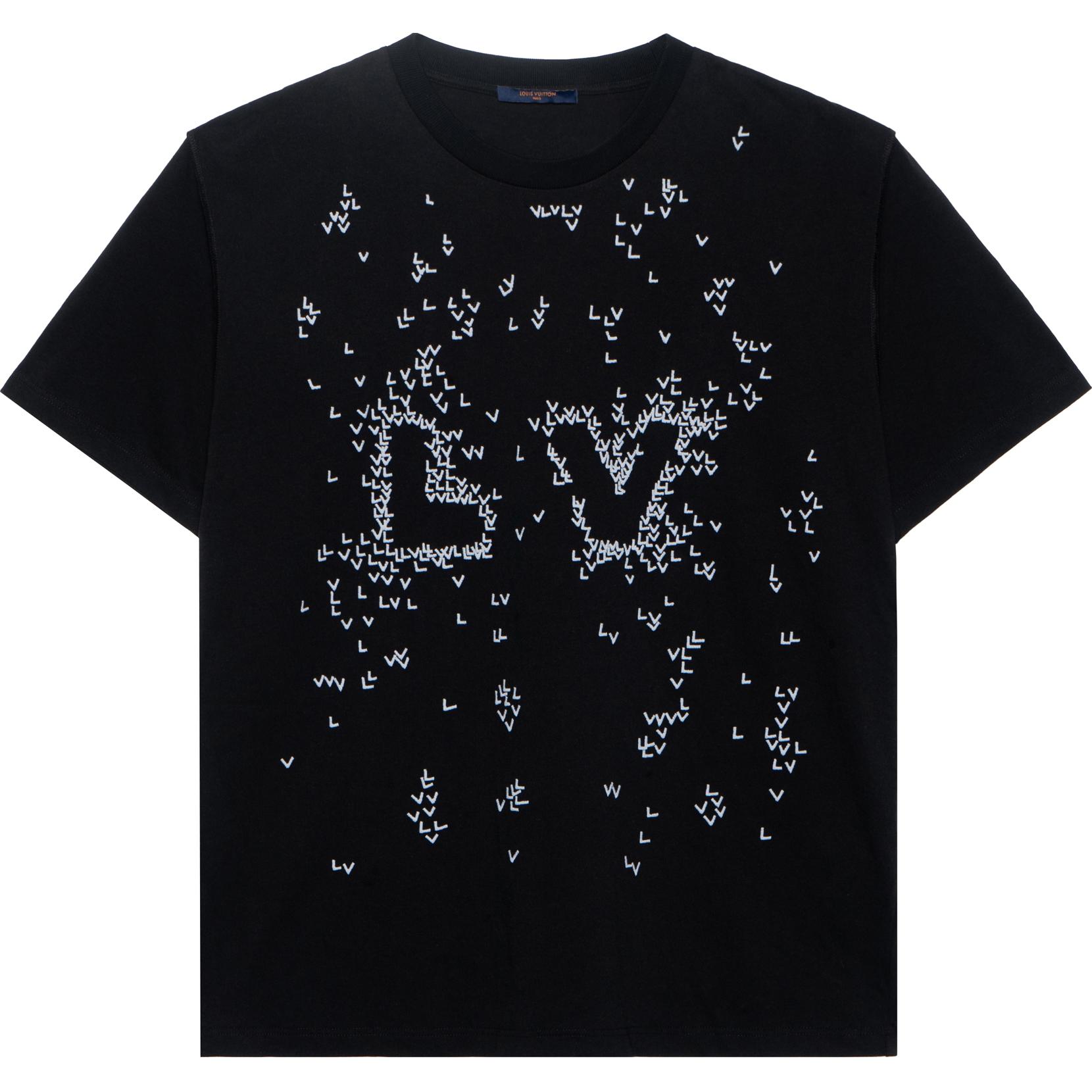 LOUIS VUITTON SS22 Black Embroidered Logo Crewneck Short Sleeve  Tee 1AA53Y