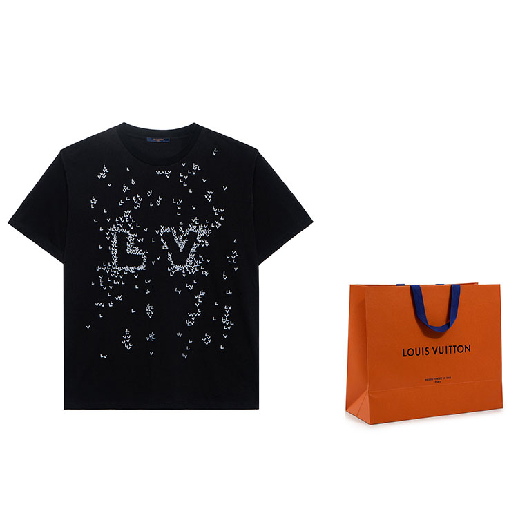 Shop LOUIS VUITTON SS22 Black Embroidered Logo Crewneck Short Sleeve  Tee 1AA53Y