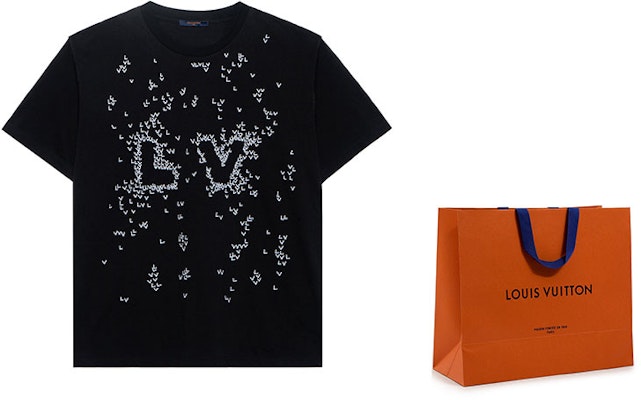 LOUIS VUITTON SS22 Black Embroidered Logo Crewneck Short Sleeve Tee 1AA53Y Shop LOUIS VUITTON SS22 Black Embroidered Logo Crewneck Short Sleeve Tee 1AA53Y