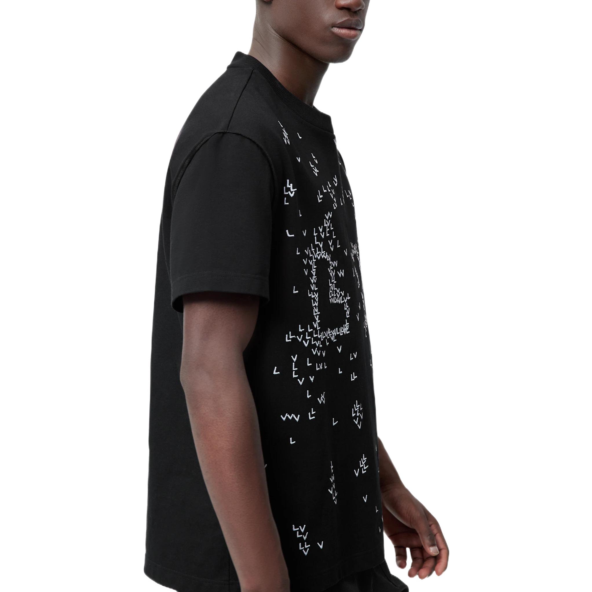 Sizing LOUIS VUITTON SS22 Black Embroidered Logo Crewneck Short Sleeve  Tee 1AA53Y