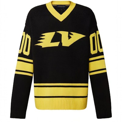 LOUIS VUITTON SS22 Hitam Jacquard Garis Logo V-Neck Sweater. 1A9TAX Buy LOUIS VUITTON SS22 Hitam Jacquard Garis Logo V-Neck Sweater. 1A9TAX