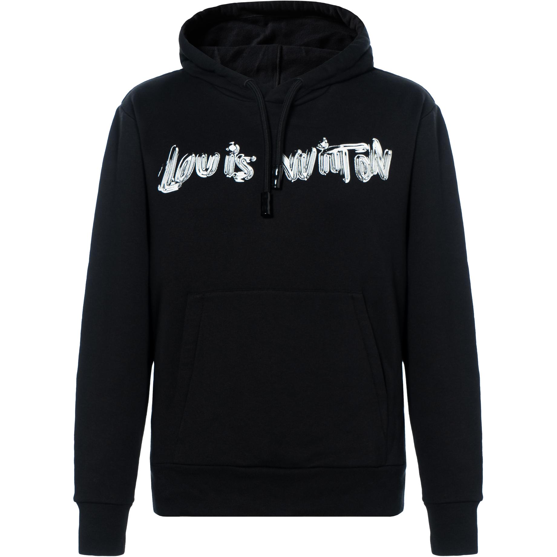 LOUIS VUITTON SS22 Black Monogram Logo Print Long Sleeve Hoodie . 1A9SVU