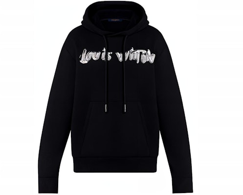 루이비통 SS22 블랙 모노그램 로고 프린트 긴팔 후드티. 1A9SVU Order 루이비통 SS22 블랙 모노그램 로고 프린트 긴팔 후드티. 1A9SVU