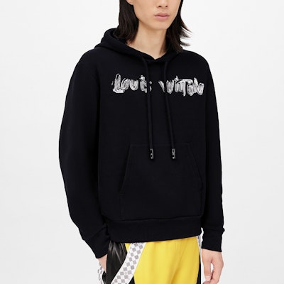 루이비통 SS22 블랙 모노그램 로고 프린트 긴팔 후드티. 1A9SVU Shop 루이비통 SS22 블랙 모노그램 로고 프린트 긴팔 후드티. 1A9SVU