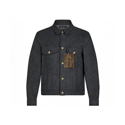LOUIS VUITTON SS22 Black Printed Long-Sleeve Button-Up Jacket 1A8X8F