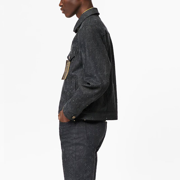 LOUIS VUITTON SS22 Black Printed Long-Sleeve Button-Up Jacket 1A8X8F 圖 5