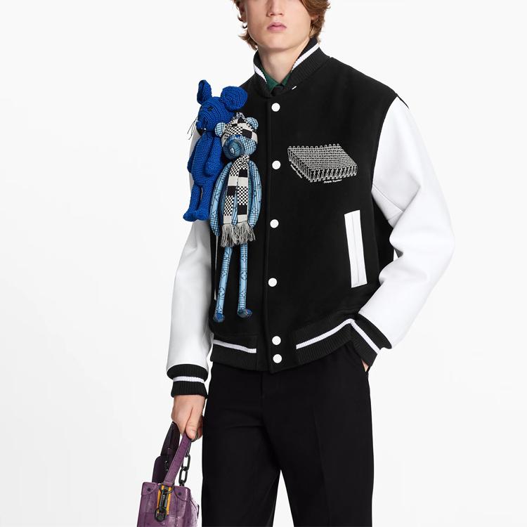 LOUIS VUITTON SS22 Black Teddy Baseball Collar Jacket Men 1A8PMK 圖 5