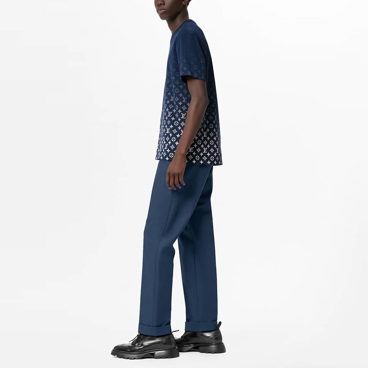 Purchase 路易威登 SS22 藍色漸層花紋短袖男士T恤 1A9G6O