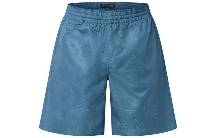 LOUIS VUITTON SS22 Blue Monogram Logo Elastic Waist Shorts Men. 1AA7WB