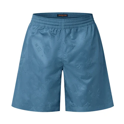 LOUIS VUITTON SS22 Blue Monogram Logo Elastic Waist Shorts Men. 1AA7WB