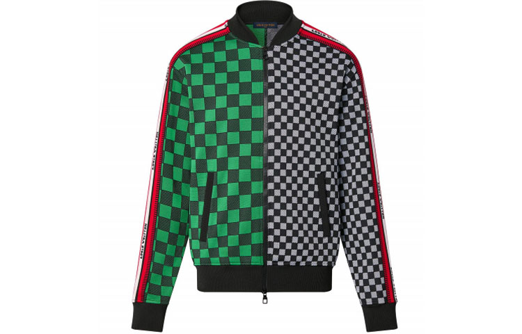Louis Vuitton SS22 Checkerboard Knit Jacket Gray Green 1A9SZ2