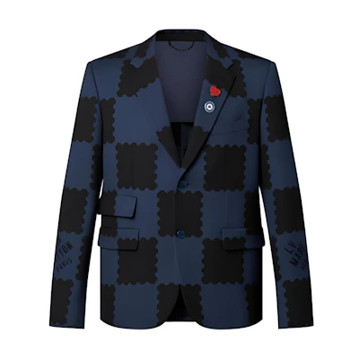 LOUIS VUITTON SS22 Checkered Badge Blazer Navy Blue 1A9K1P