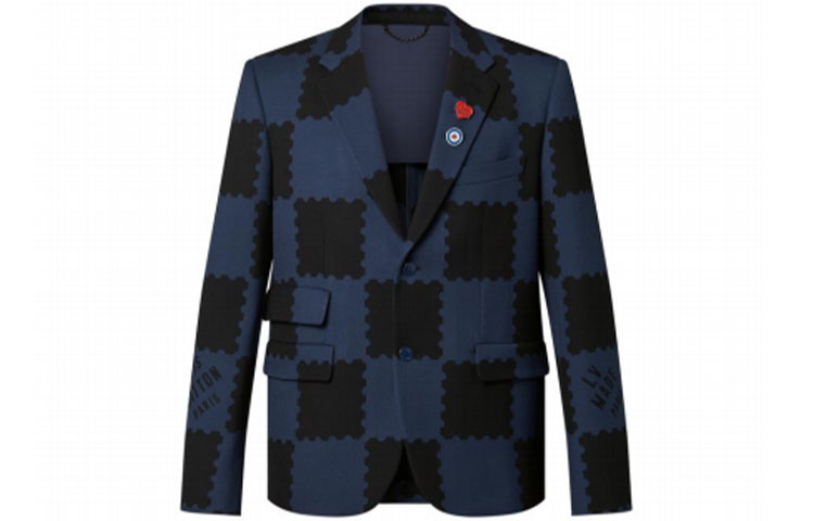 Order LOUIS VUITTON SS22 Checkered Badge Blazer Navy Blue 1A9K1P