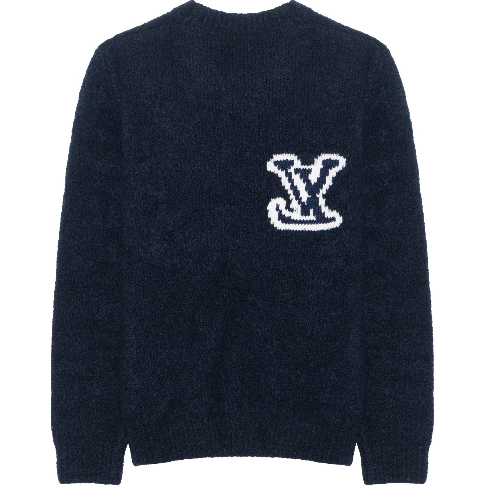 LOUIS VUITTON SS22 Classic Navy Blue Wool Sweater  Crewneck. 1A96KK