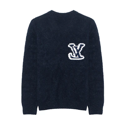 LOUIS VUITTON SS22 Classic Navy Blue Wool Sweater Crewneck. 1A96KK