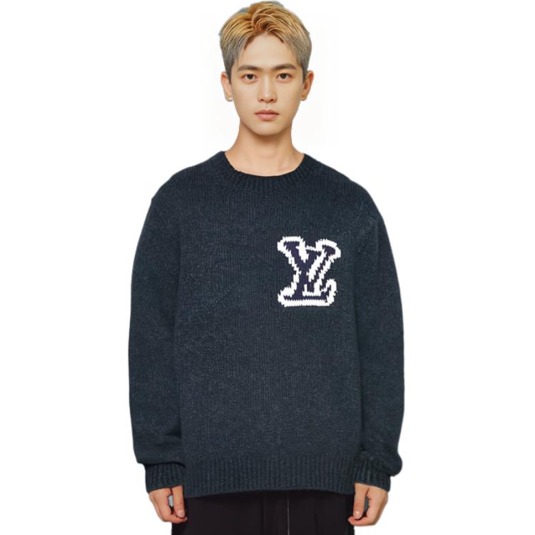 Details for 路易威登 2022春夏经典海军蓝羊毛套头衫 圆领毛衣 1A96KK