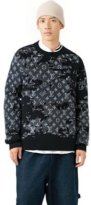 LOUIS VUITTON SS22 Suéter Negro Cuello Redondo Logo Desgastado. 1A96JT Shop LOUIS VUITTON SS22 Suéter Negro Cuello Redondo Logo Desgastado. 1A96JT