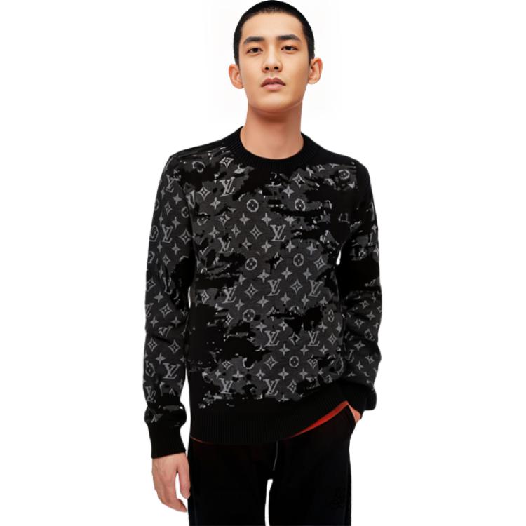Purchase LOUIS VUITTON SS22 Suéter Negro Cuello Redondo Logo Desgastado. 1A96JT